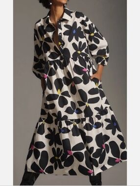 NWT Maeve Tiered Shirt Dress Small Color Oxford Versatile Modern